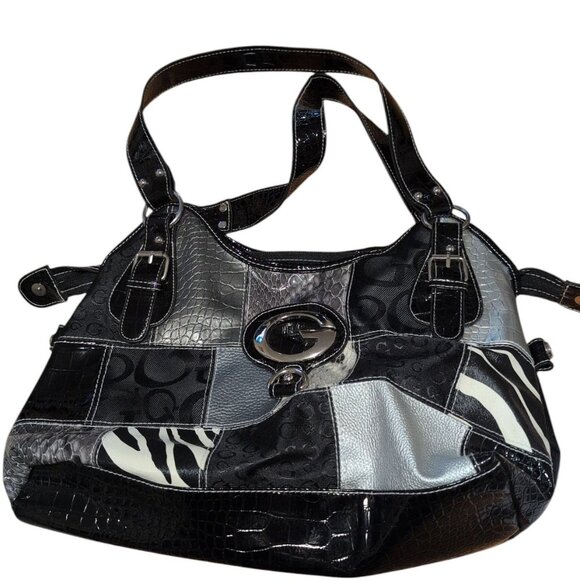 d - fusion Handbags - d - fusion Purse Black Faux Leather Medium Size Handbag with Logo Single Pocket